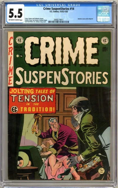 Crime Suspenstories #14 Cgc 5.5 Off-White Pages Ec Comics 1953