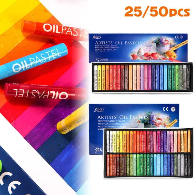 AU 25/50Pcs Colorful Oil Pastels Professional Crayon Oil Drawing Stick Soft