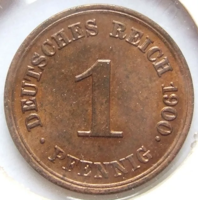 Moneta Reich Tedesco Impero Tedesco 1 Pfennig 1900 E IN Uncirculated