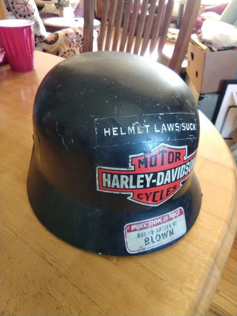Vintage Folk Art Motorcycle Helmet Harley-Davidson Bike Cycle Busby Shell Used