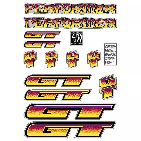 GT - 1996 Performer - for chrome frame decal set - Old school bmx