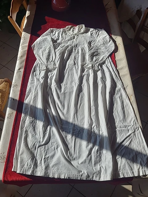 Nanxson Chemise de Nuit Femme Manches Longues Robe de Nuit Vintage Vêtements de Nuit Pyjama (S,Blanc