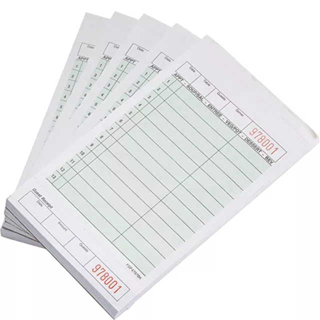 10 Pack - 2 Part Green Carbonless Guest Check Pads - 50 Pages per Server Pad