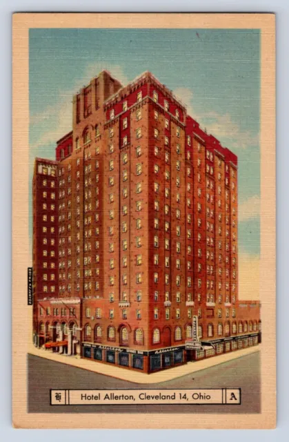 Vintage Hotel Allerton 14 Cleveland Ohio Street View Postcard Dh