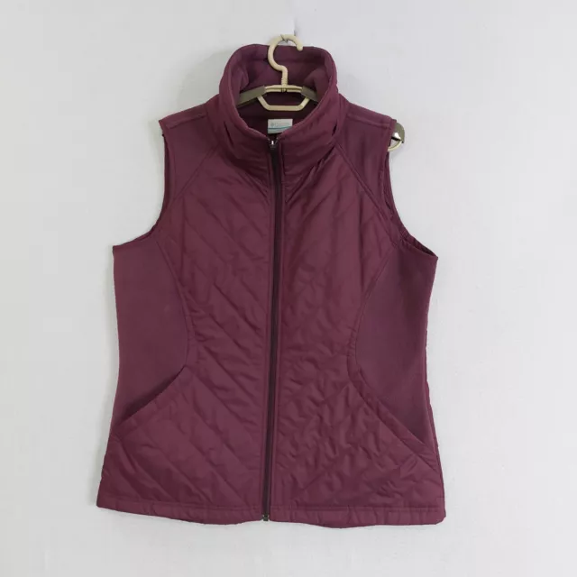 Columbia Vest Jacket Womens Quilted Large Sleeveless Full Zip Pockets Mock Neck