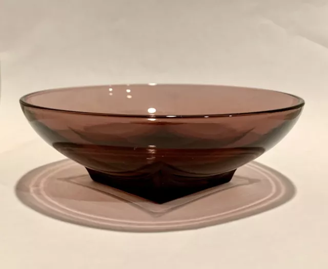 Vintage Hazel Atlas Moroccan Amethyst Purple Glass Bowl Colony Square Base 6"