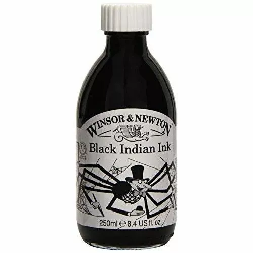 Winsor & Newton Black Indian Ink for Drawing etc  250ml