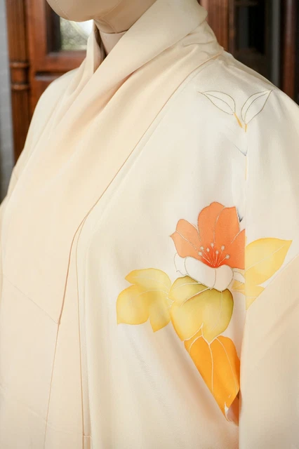 Dear Vanilla Japanese Silk Kimono Women's Robe Gown Authentic Japan Vintage Mint 4