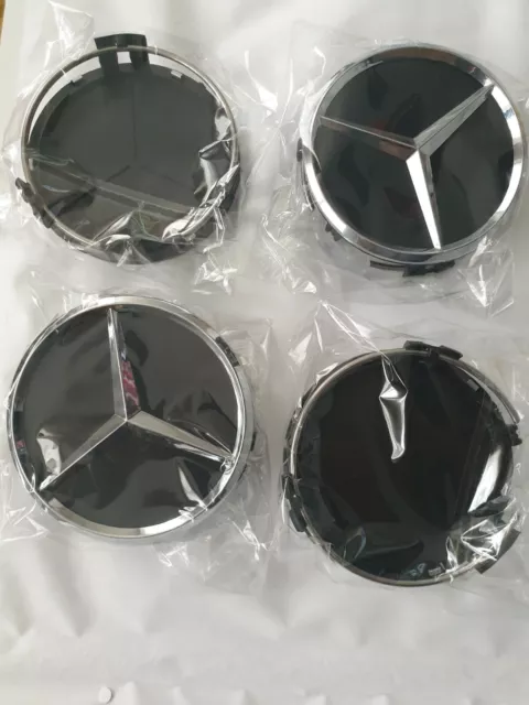 4x Logo Mercedes AMG Cache Moyeu Centre De Roue Jante Insigne Brillant 57mm  Pneu