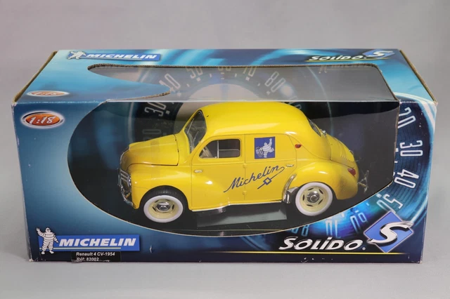 LJ225 SOLIDO 82002 1/18 Renault 4CV Michelin 1954 collection 1930/1980 jaune