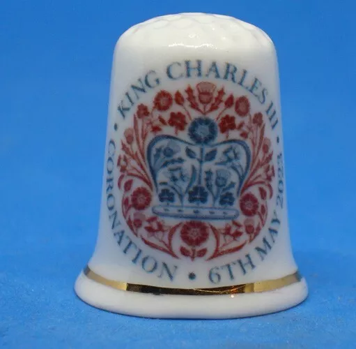 China Thimble --  King Charles 111 Coronation Official Logo with Dome Box