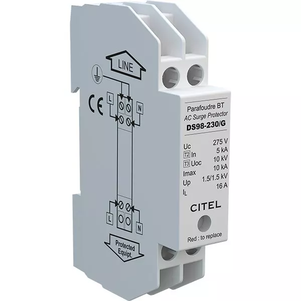 Parafoudre monophasé de Type 2 (ou 3) : DS98-230/G Citel