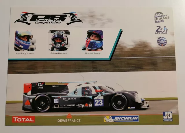 Carte signée Ligier #23  Panis Barthez Competition  24 Heures du Mans 2016