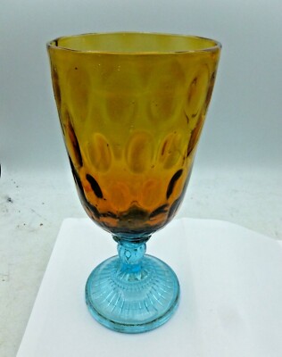 Petit Vase Ou Verre Sur Pied Dépoli émaillé - Motif Floral Tournesol Vintage