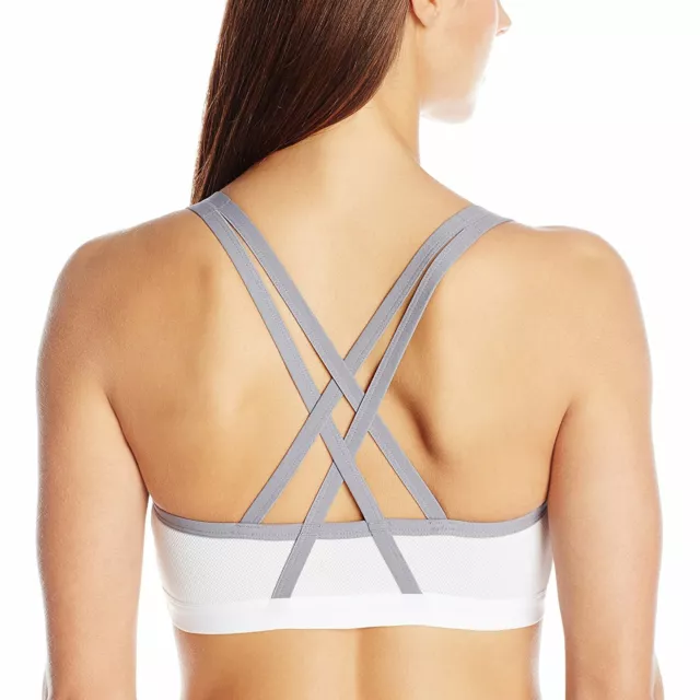 Lily of France Crosse-Back Medium-Impact Active Sports Bra 2151901 White/Silver