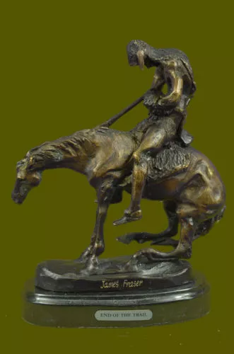 James E. Fraser End of the Trail Bronze Statue RARE 10" Tall 7 lbs Marble Base