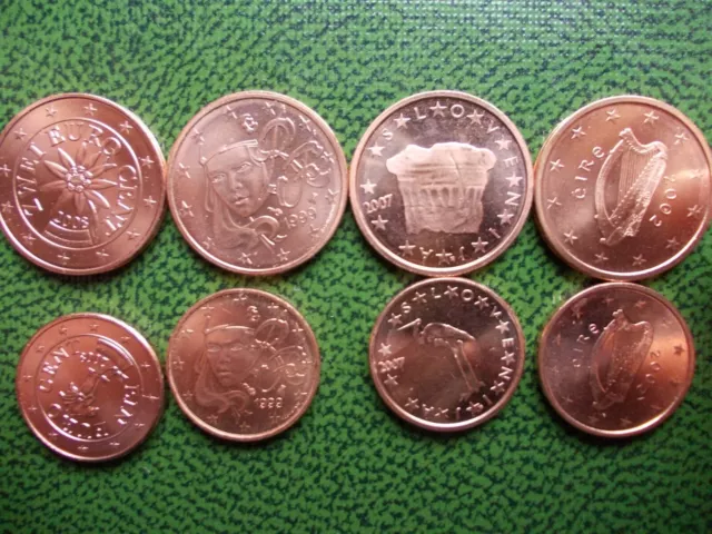 8 cent Münzen aus  Frankreich Slowenien Irland Österreich