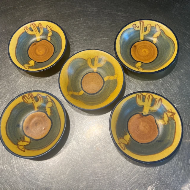 Stangl Pottery RANGER Cowboys & Cactus Fruit Dessert Sauce Bowls Set Of 5 “RARE”