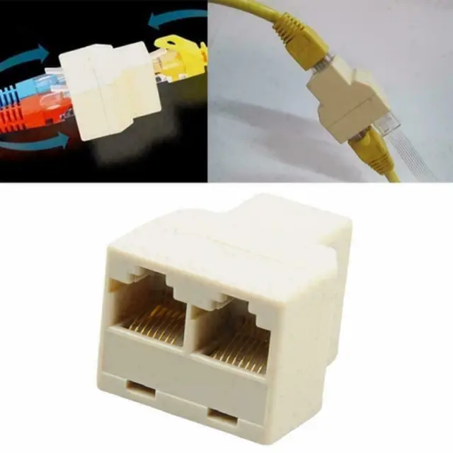 RJ45 1 to 2 Ethernet Network Extender Splitter Connector Adapter Plug C5M6 X7F3