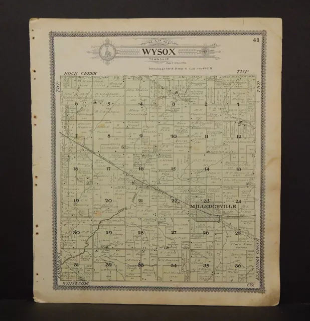 Illinois Carroll County Map Wysox Township 1908   L11#74