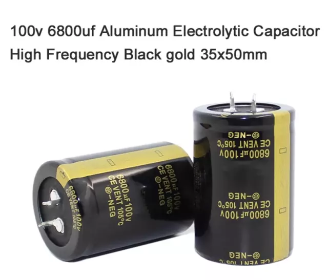 100v 6800uf Aluminum Electrolytic Capacitor High Frequency Black gold 35x50mm