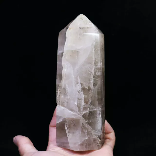 1.77lb Natural Smokey Clear Quartz Crystal Obelisk Wand Point Healing Specimen