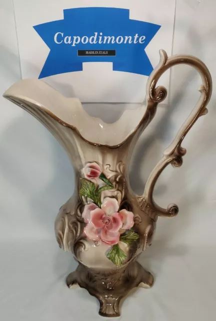 Capodimonte Large Porcelain Floral Vase 19" H x 1' W Made In Italy