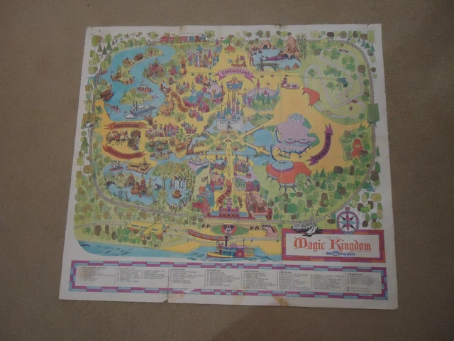 DISNEY MAGIC KINGDOM Vintage 1971 Guide Map Mickey Mouse £36.95 ...