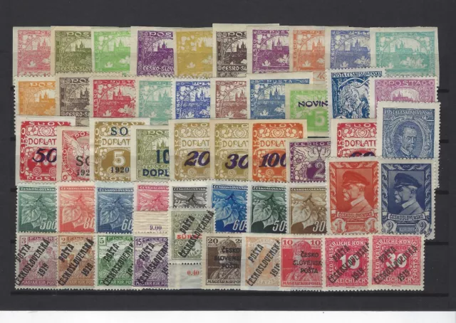 Tschechoslowakei 50 verschiedene Marken mit Falz aus 1919-1945