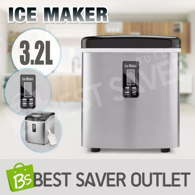 Maxkon Portable 3.2L Ice Maker Machine Ice Cube Commercial w/ LCD Control Panel
