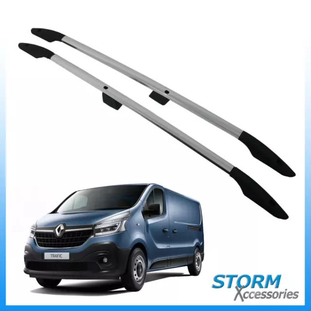 To Fit Renault Trafic Lwb 2014-2022 Aluminium Roof Rails Bars Pair In Silver