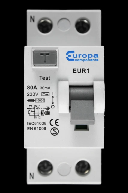 Rcd Euro Module EUROPA 80 AMP 30mA DOUBLE POLE RCD TYPE AC EUR1 £14.95 - PicClick UK