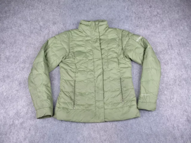 Columbia Jacket Womens Medium Green Down Full Zip Puffer Coat Hiking Military