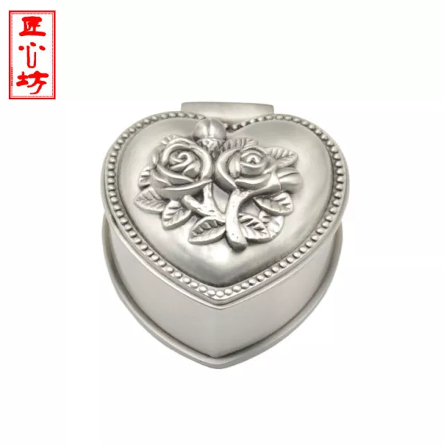 Vintage Metal Heart Jewellery Box Ring Neclace Rose Trinket Jewel Case Xmas Gift