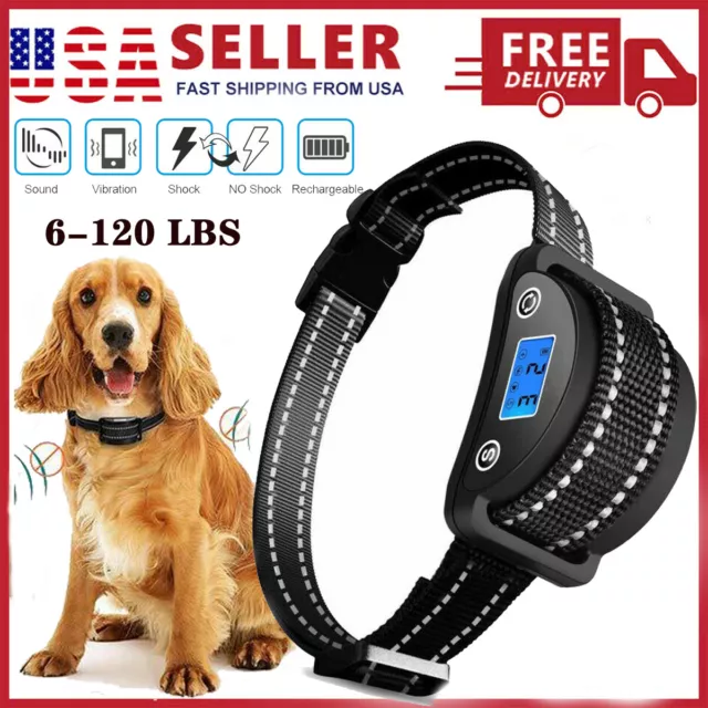 Rechargeable Dog Training Collar LCD Screen Automatic Anti Bark No Barking Shock