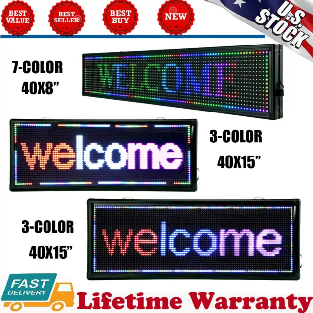40" X 15 40"X8" LED Sign LED Sign Indoor Scrolling Message Board Business Sign