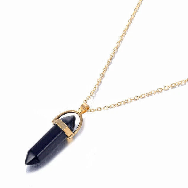 Hexagonal Natural Quartz Crystal Chakra Healing Point Pendant Necklace Jewelry