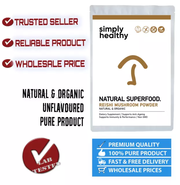 Simply Healthy Reishi Mushroom Powder, 1kg Natural Superfood, 100% Organic