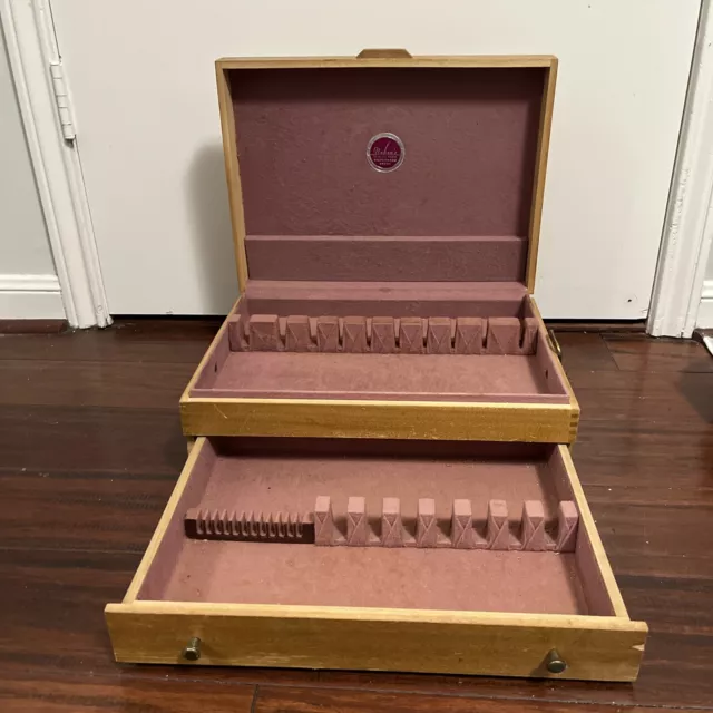 Vajilla de plata caja de almacenamiento en el pecho a prueba de deslustre desnudo 15""x11"" de fieltro de madera bonita
