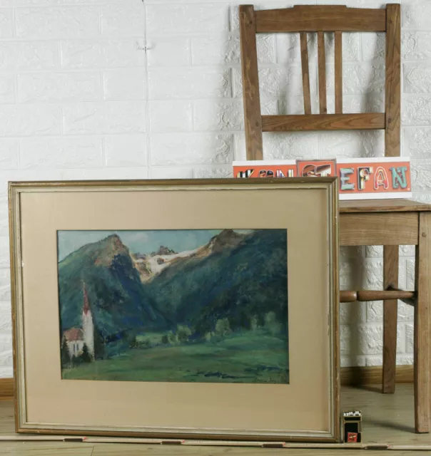 Adalbert Holzer 1881-1966 Gouache Pintura Antik Häselgehr Lechtaler Alpes Tyrol