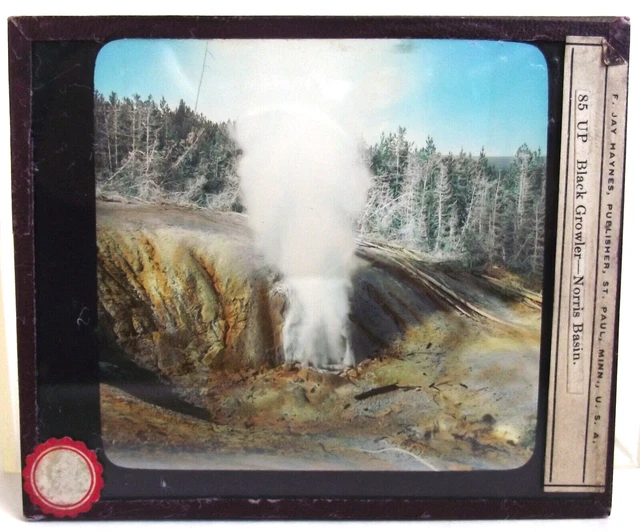 F JAY HAYNES BLACK GROWLER GEYSER NORRIS YELLOWSTONE Magic Lantern Glass Slide