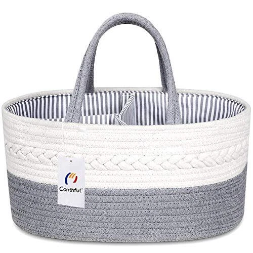 Baby Diaper Caddy Organizer 100% Cotton Rope Nursery Storage Bin for...