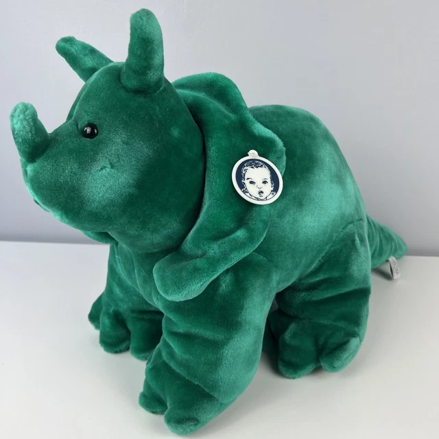 VINTAGE GERBER PRECIOUS Plush Triceratops Green Dinosaur Stuffed Animal