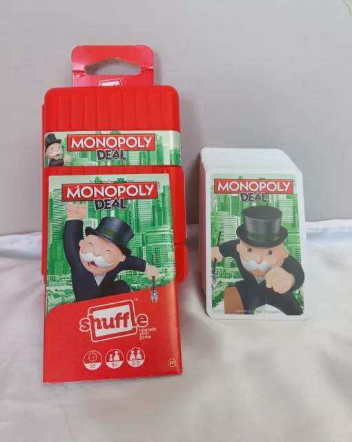 Monopoly Deal Shuffle Card Game Red Hard Travel Case Complete