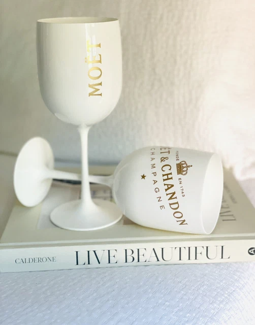 Moet & Chandon Champagne Glasses Flutes Gold Ice Imperial Acrylic  - Set of 2