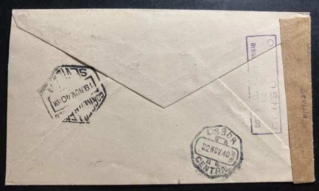 1940 Malaga Spain Airmail censored cover to Lisboa Portugal Zeppelin Stamp 2