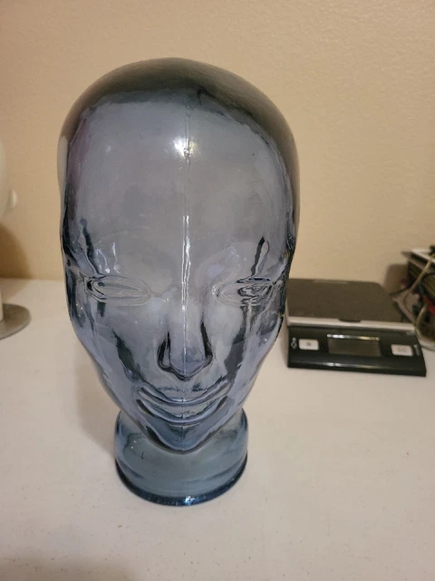 Vintage Rare Clear Very Light Blue Glass Mannequin Head