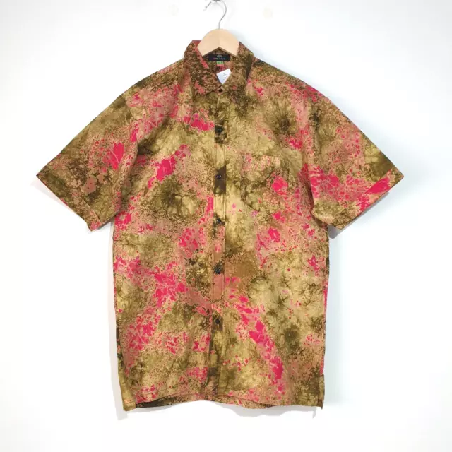 Camicia Odel Tie Dye UK grande verde rosa manica corta cotone festival rave party