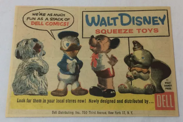 1960 Newsprint Anzeige ~ Walt Disney Squeeze Spielzeug Donald Duck, Mickey Maus,