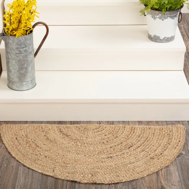 Natural Jute Rug Country Cabin Lodge Rustic Half Circle or 20x30 Oval With Pad